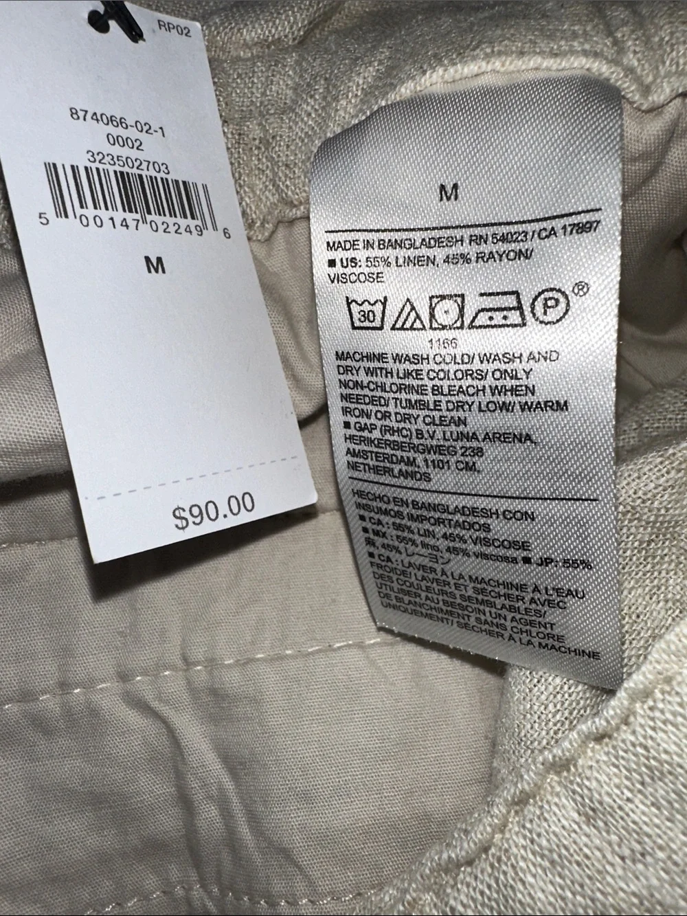Banana Republic Beige Wide-Leg Linen-Blend Paperbag Waist Pants